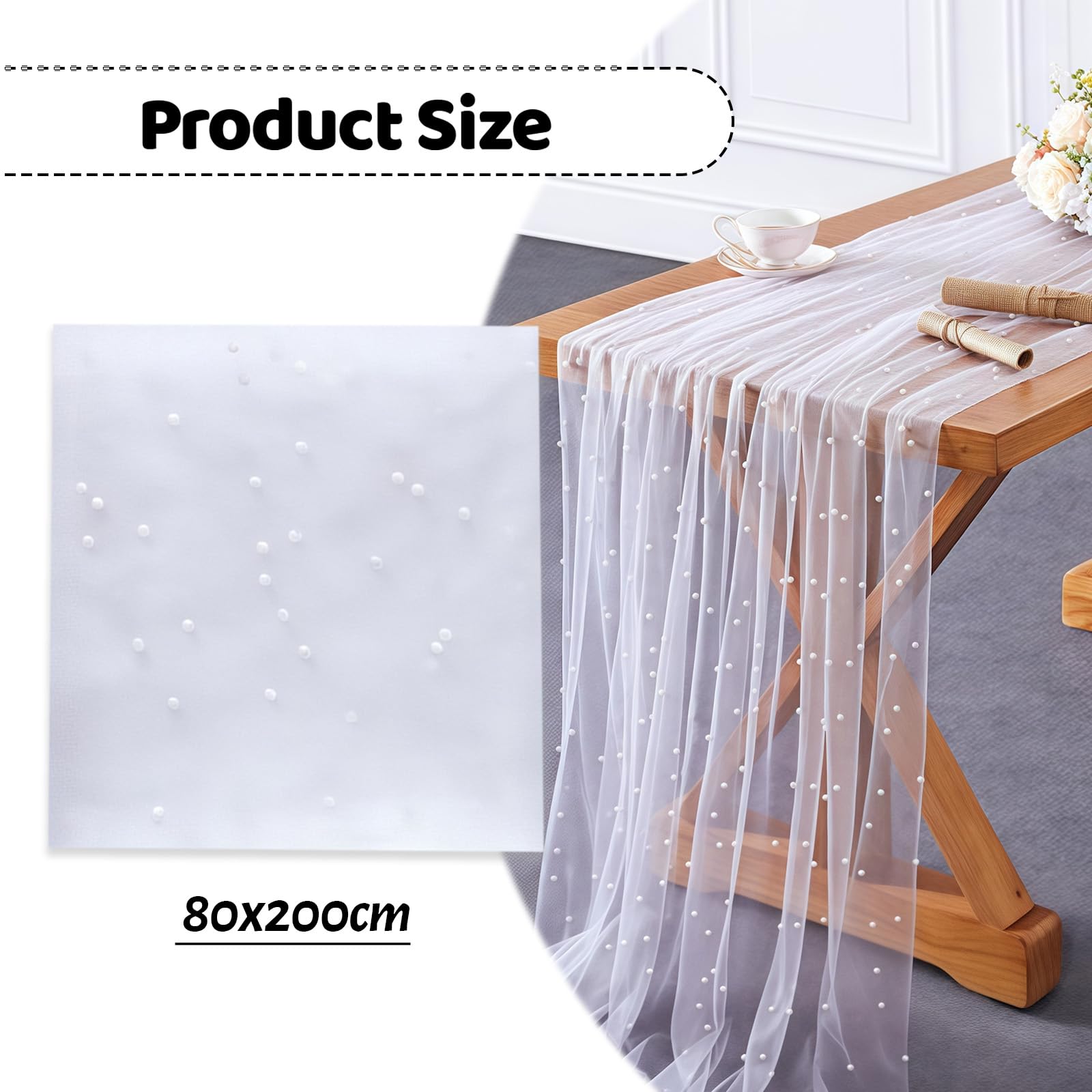 Chemin De Table Organza Et Perles Blanc, Chemin De Table Mariage