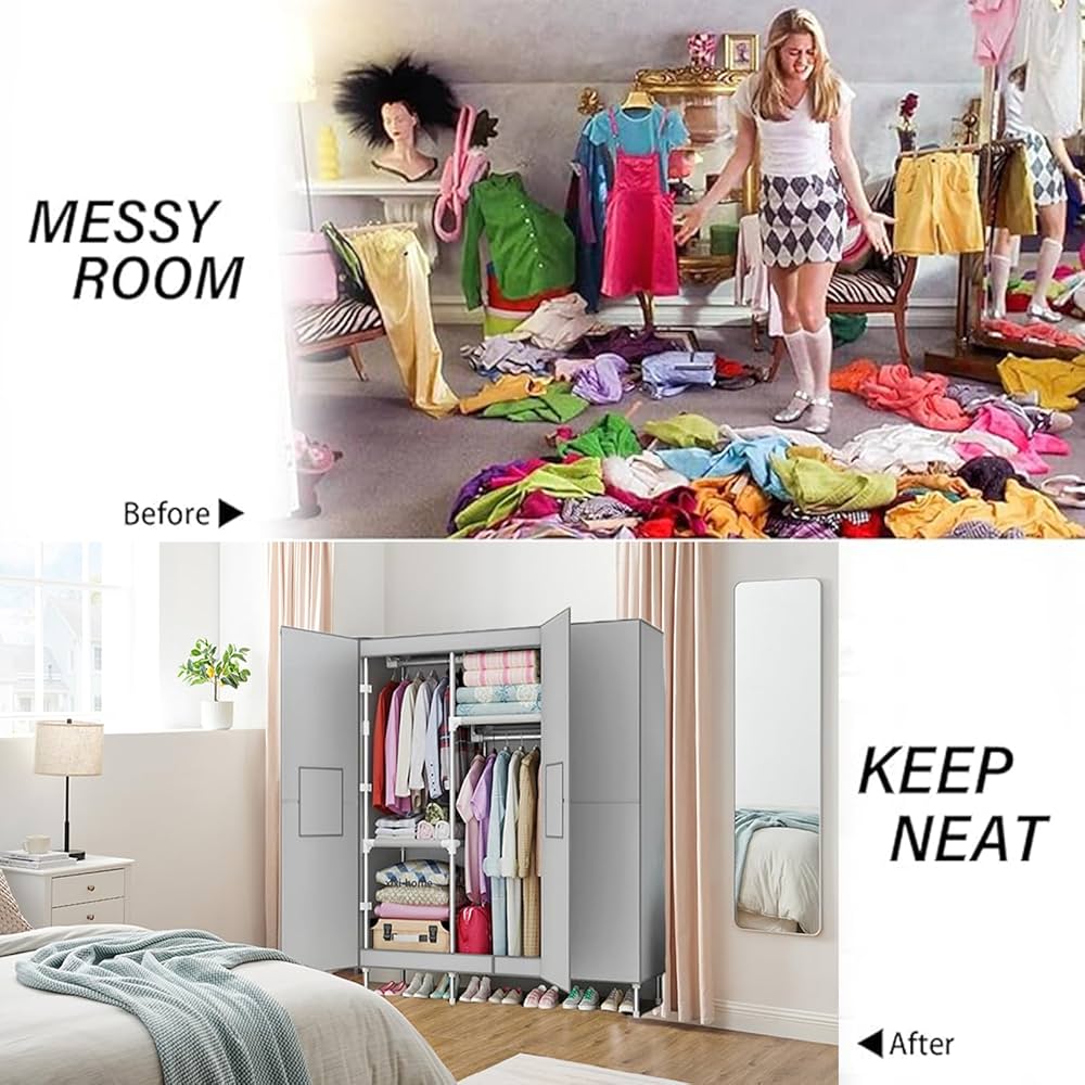 xixi-home Portable Wardrobe Closet Clothes Organizer,49in