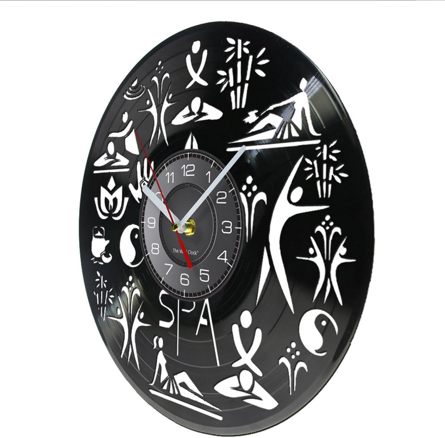 30Cm Vinyl Record Wall Clock Spa Salon Center Decorative Wall Clock Massage Therapy Leisure Center Wall Watch with Carved Vinyl Record Artwork