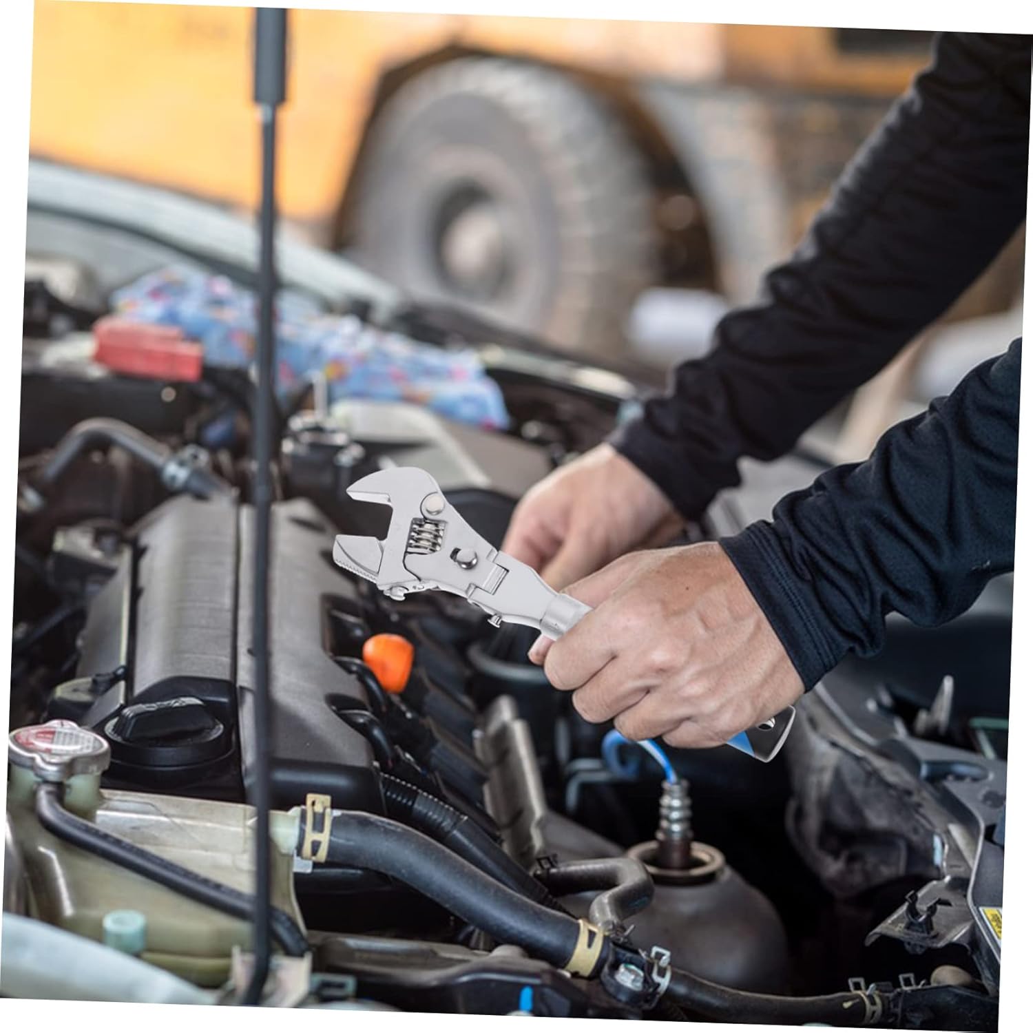 NUOBESTY Extendable Ratcheting Wrench Telescopic Spanner with Swivel Head Adjustable Opening Portable Chrome Vanadium Steel Tool for Home Repair and Auto Maintenance