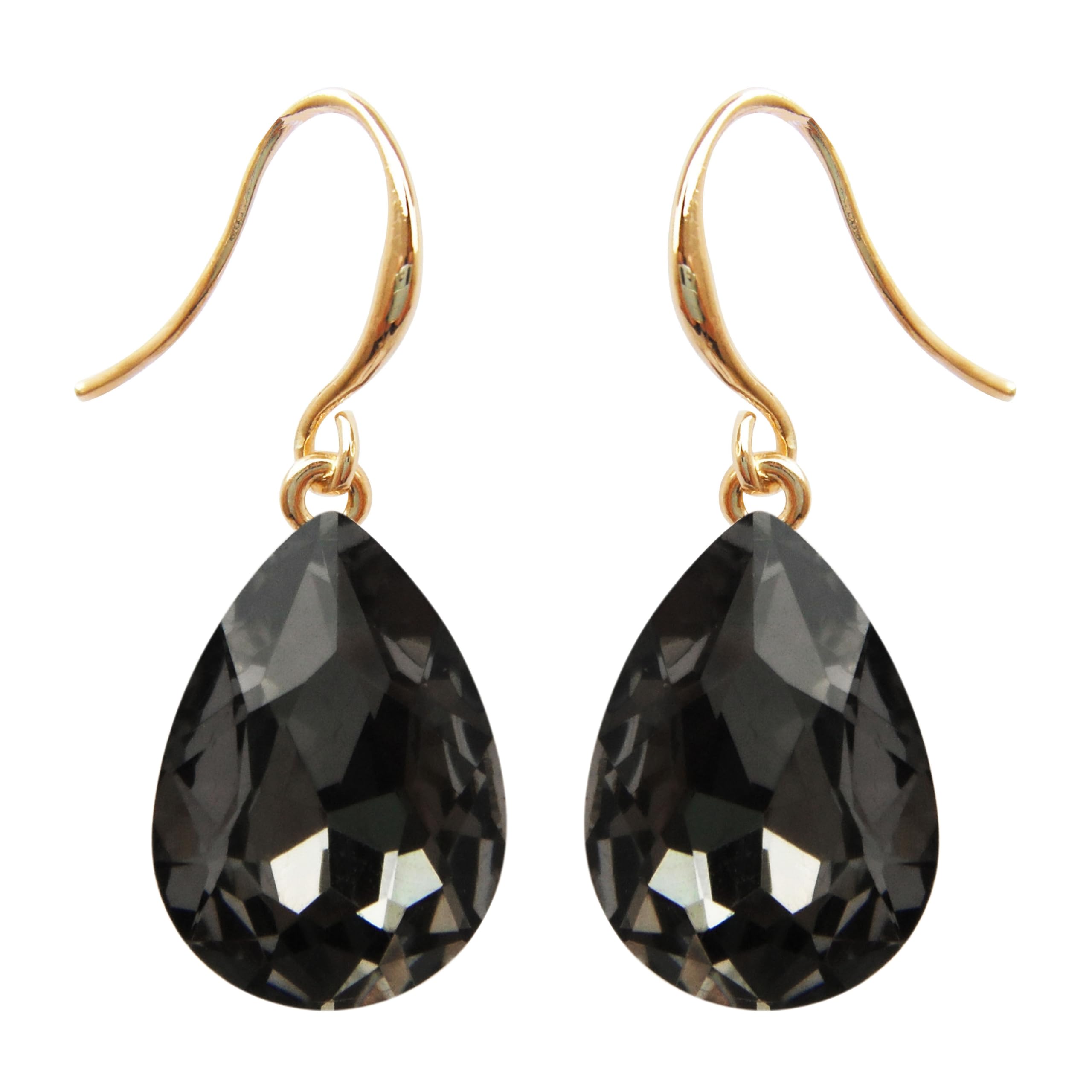 Navachi 18k Yellow Gold Plated Gray Zircon Crystal Az1002e Dangle Drop Earrings