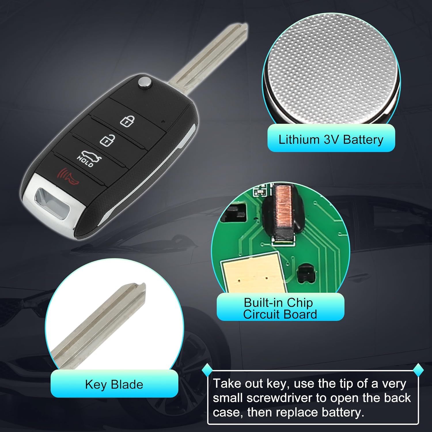 X AUTOHAUX OSLOKA-870T 313.8MHz Replacement Keyless Entry Remote Smart Key Fob for Kia Forte 2013-2016 for Kia Forte5 Koup 2014-2016 No.95430-A7400 4 Buttons