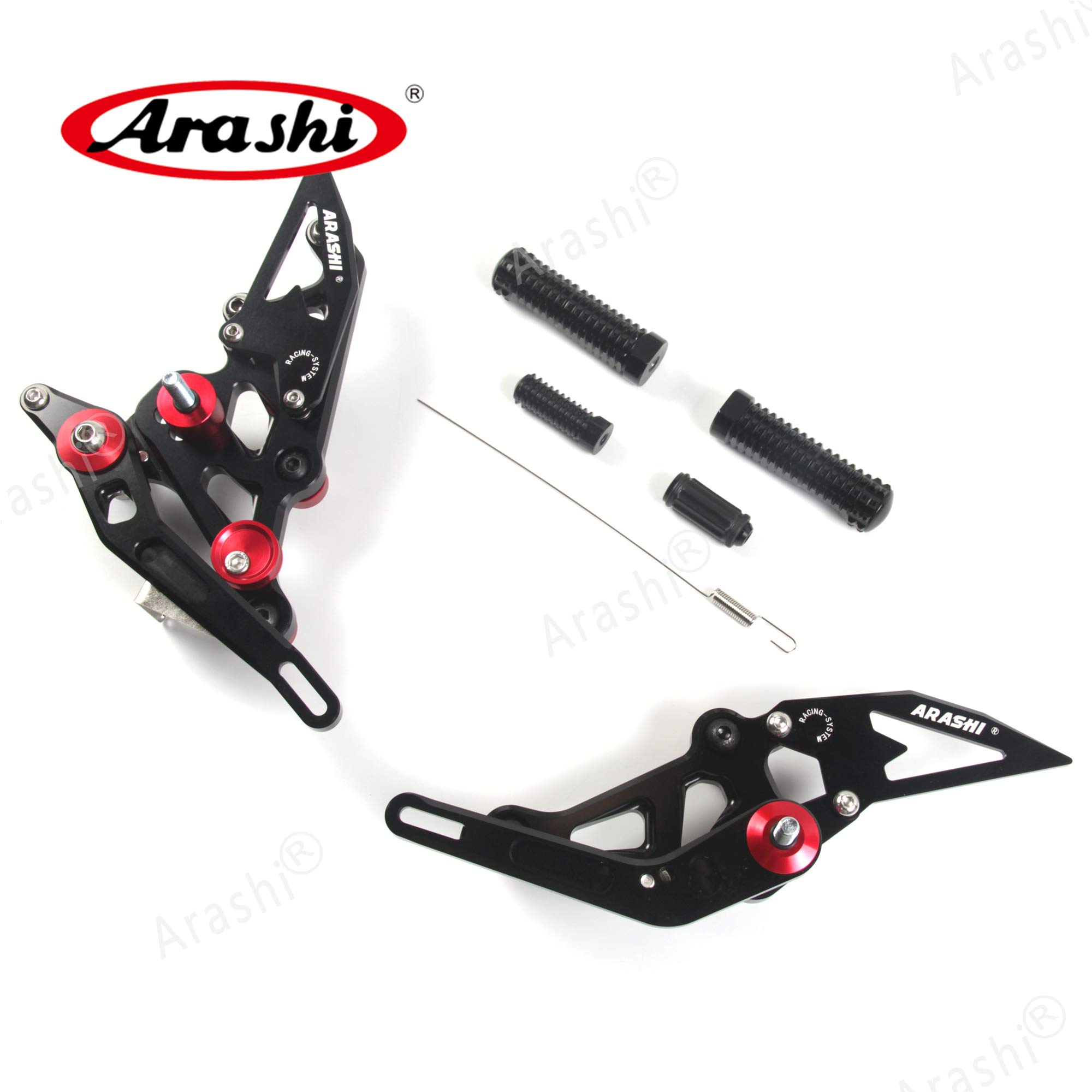 Arashi (Version2.0) Regolabile Pedane Arretrate Pedane Poggiapiedi per MT07 FZ07 XSR700 2014-2017, Nero Accessori Pedalino Posteriori Pedaline