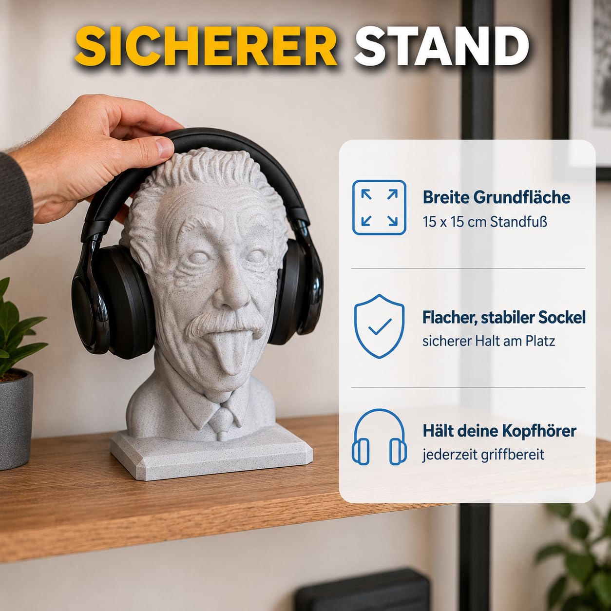 Generisch Albert Einstein Kopfhörerhalter, Brillenhalter, Kopfhörer Ständer, Statue, Schreibtisch Dekoration,