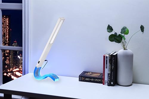 Miniatura 4 de artiva EE. UU. Wave Diseño moderno y contemporáneo 6-watts LED Lámpara de computadora con luz de noche, 18," Plata