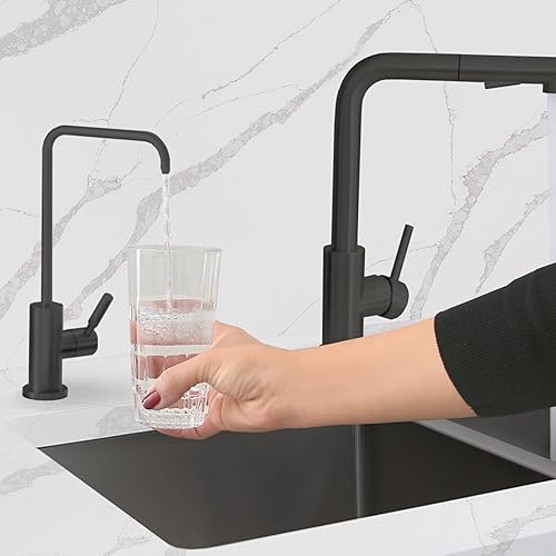 Miniatura 48 de Stylish Grifo de agua potable Cartucho de núcleo de cerámica de acero inoxidable, mango único, arco alto, rotación de 360 grados, grifo de ósmosis