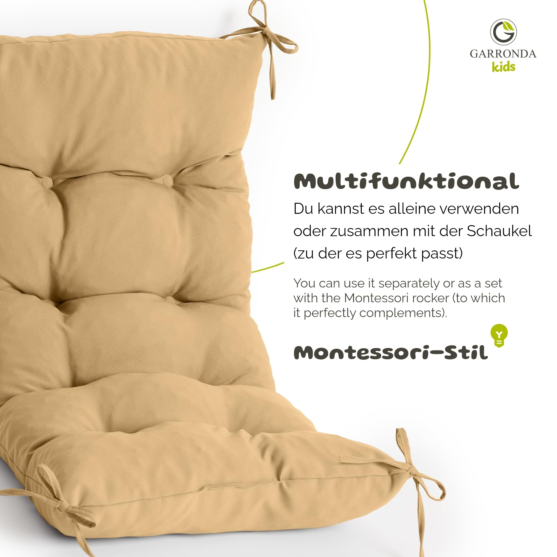 Garronda Cojín para balancín Juguete para bebés GD-0063 (Beige Cojín)