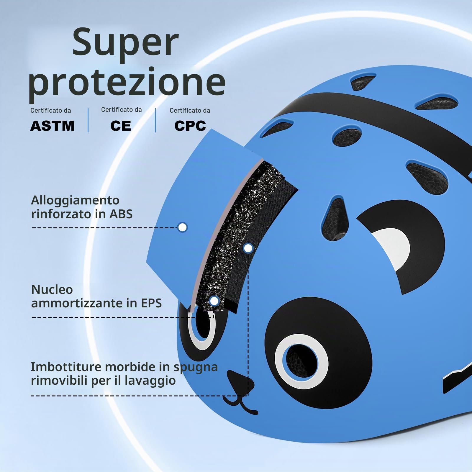 Odoland Casco per Bicicletta per Bambini, Casco di Sicurezza Regolabile e Ventilato per Protezione in Più Sport, Adatto a Bambini dai 2 ai 4 Anni, per Ciclismo, Pattinaggio, Monopattino, MKS