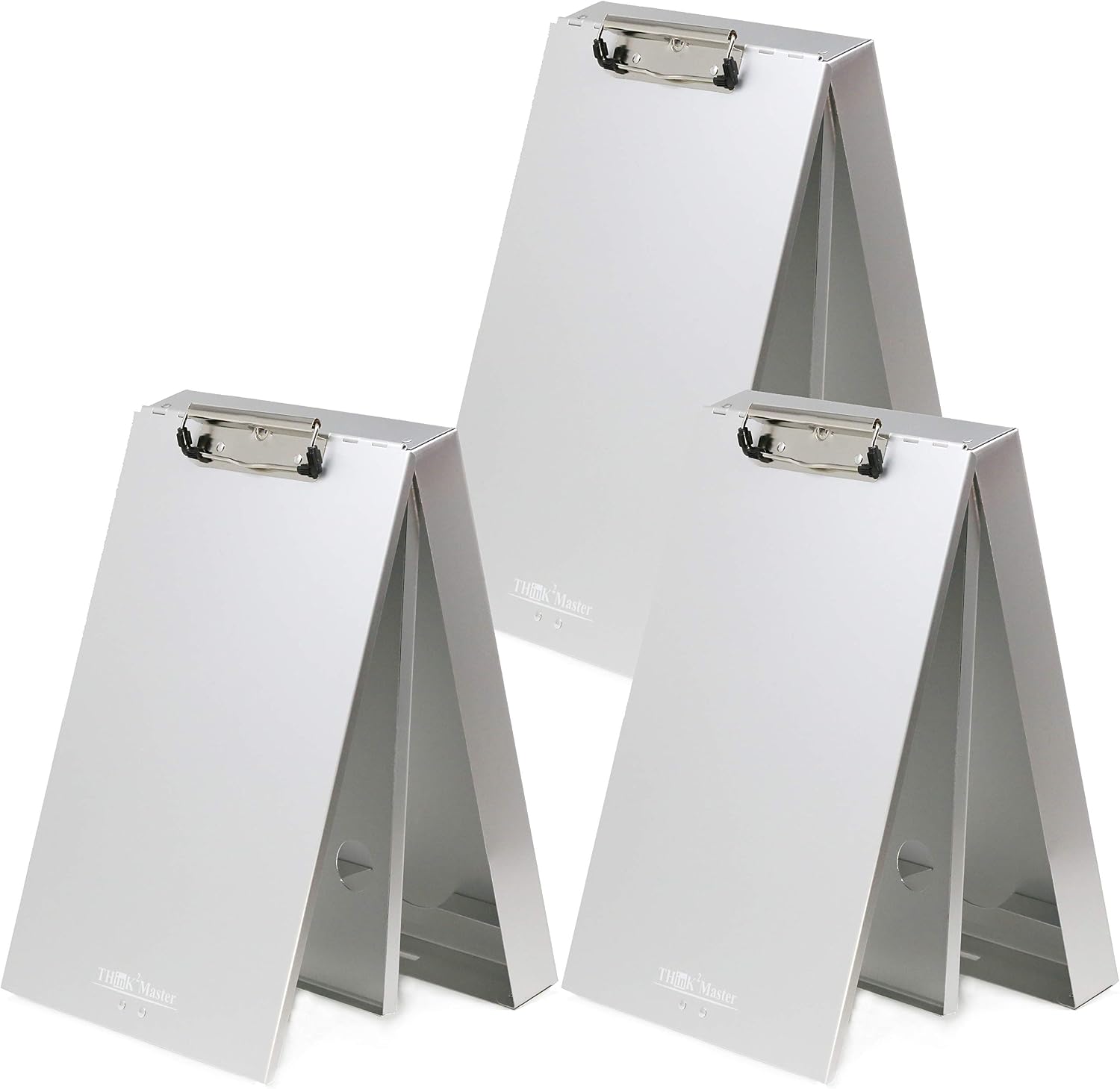 3 Pack of Think2Master Aluminum Dual Storage Clipboard. Durable & Sleek. Dual Tray Compartments Provides More Storage and Sturdiness and it Holds 300 Letter Sized Paper, Low Profile Clip 50 Paper.