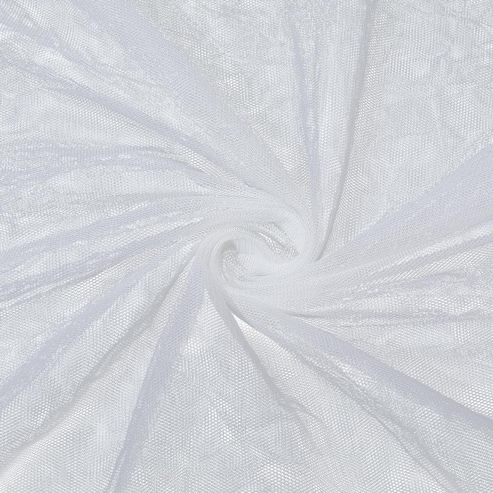 CABODYALS 3M White Mesh Fabric Netting Soft Tulle Sheer Gauze Cloth By The Yard Mosquito Net Solid Breathable Polyester Voile Fabrics for Sewing Making Clothing Accessories Wedding Decor Diy