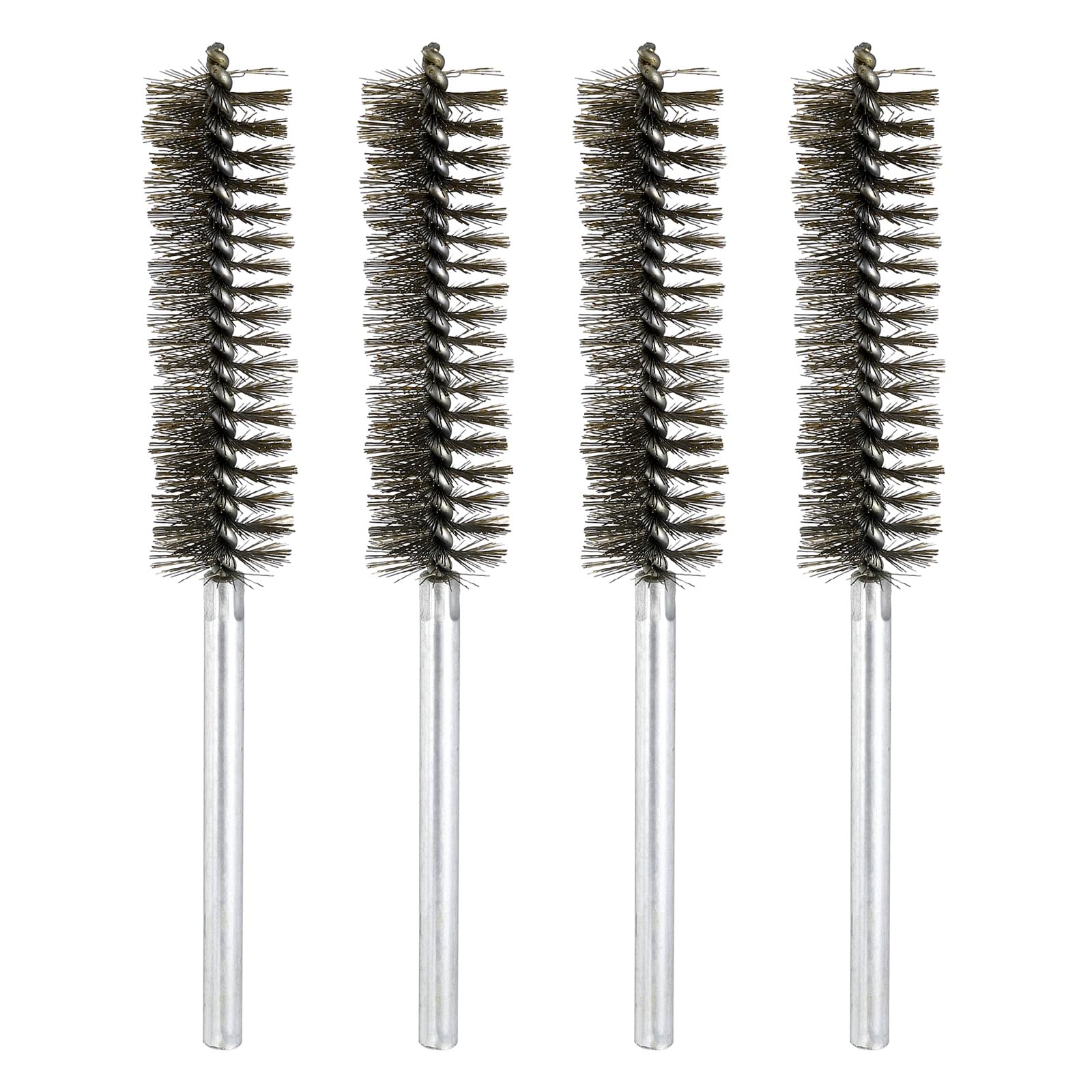 sourcing map 4pcs Wire Bore Brush Set 8 Inch Length 1.1 Inch Shank Stainless Steel Bristles Cleaning Brush for Clean Car Part Tube Kitchen Garage