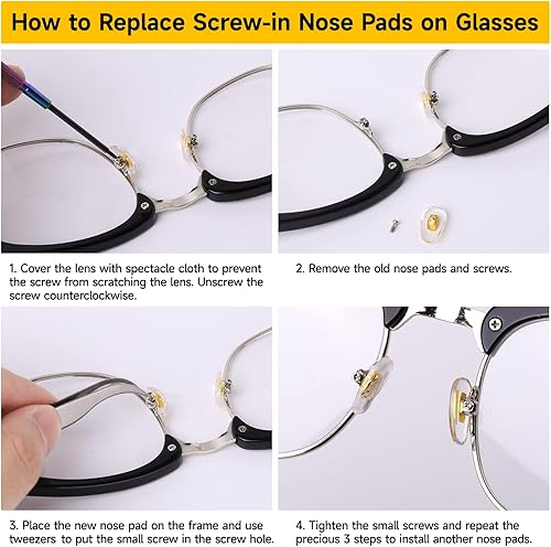 Miniatura 7 de Almohadillas nasales para gafas, 24 pares de almohadillas para la nariz para gafas, kit de reparación de lentes magnético mejorado con juego de