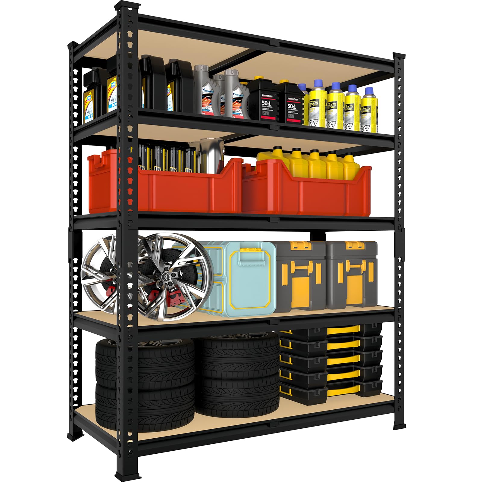 BuxWellBang Heavy Duty Metal Storage Shelves - 36" W x 16" D x 72" H 5 Tier Adjustable Garage Shelving Unit, Industrial Utility Rack Shelf for