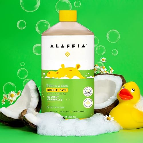 Miniatura 7 de Alaffia Baño de burbujas para bebés y niños esenciales suaves para bebés para pieles delicadas burbujas limpiadoras y calmantes fórmula a base de