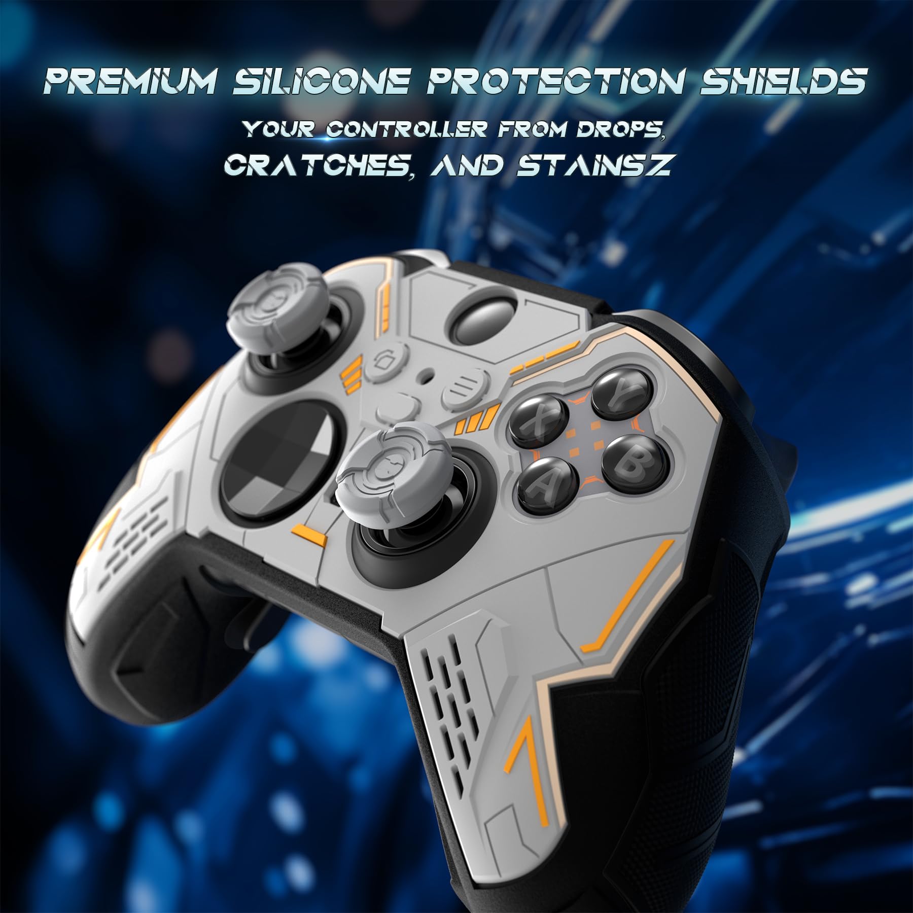 PlayVital Cover Skin per Xbox Elite Series 2 Core Controller, Custodia Silicone Antiscivolo Gommini per Xbox Elite Series 2 Joystick, Mecha Stellare, Grigio & Nero