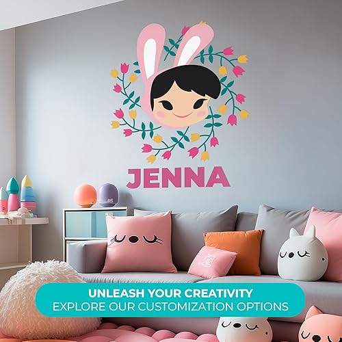 Miniatura 2 de Calcomanía de pared con nombre personalizado de Paul Frank, serie EGD X Paul Frank, colección Prime, bebé niña o niño, calcomanía de pared para