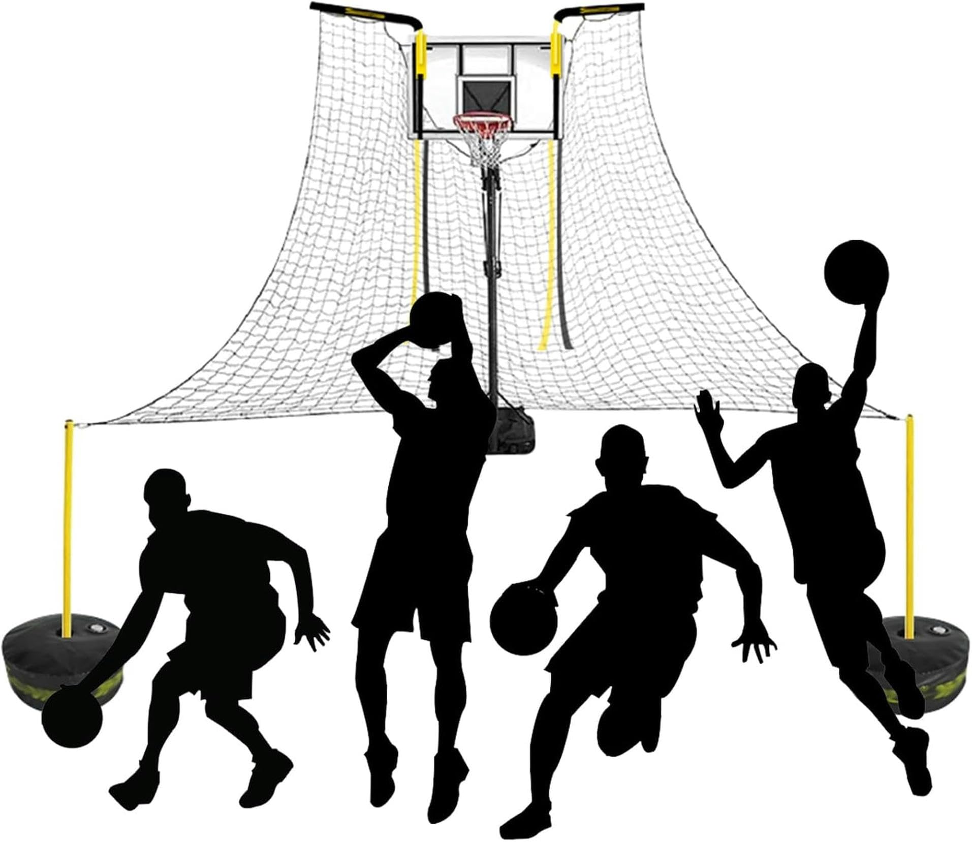Filet de retour de basket-ball grand format pour panier mural et poteau de jardin