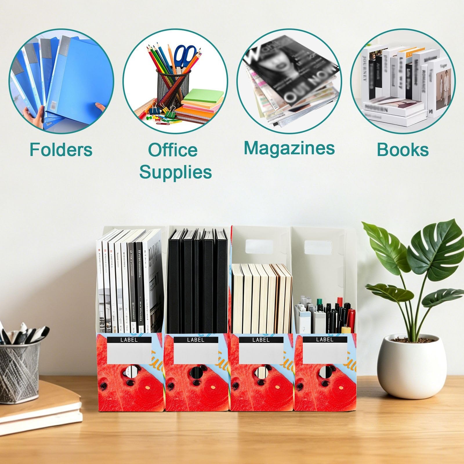 Organizer da scrivania classico blu anguria con aperture per impugnatura