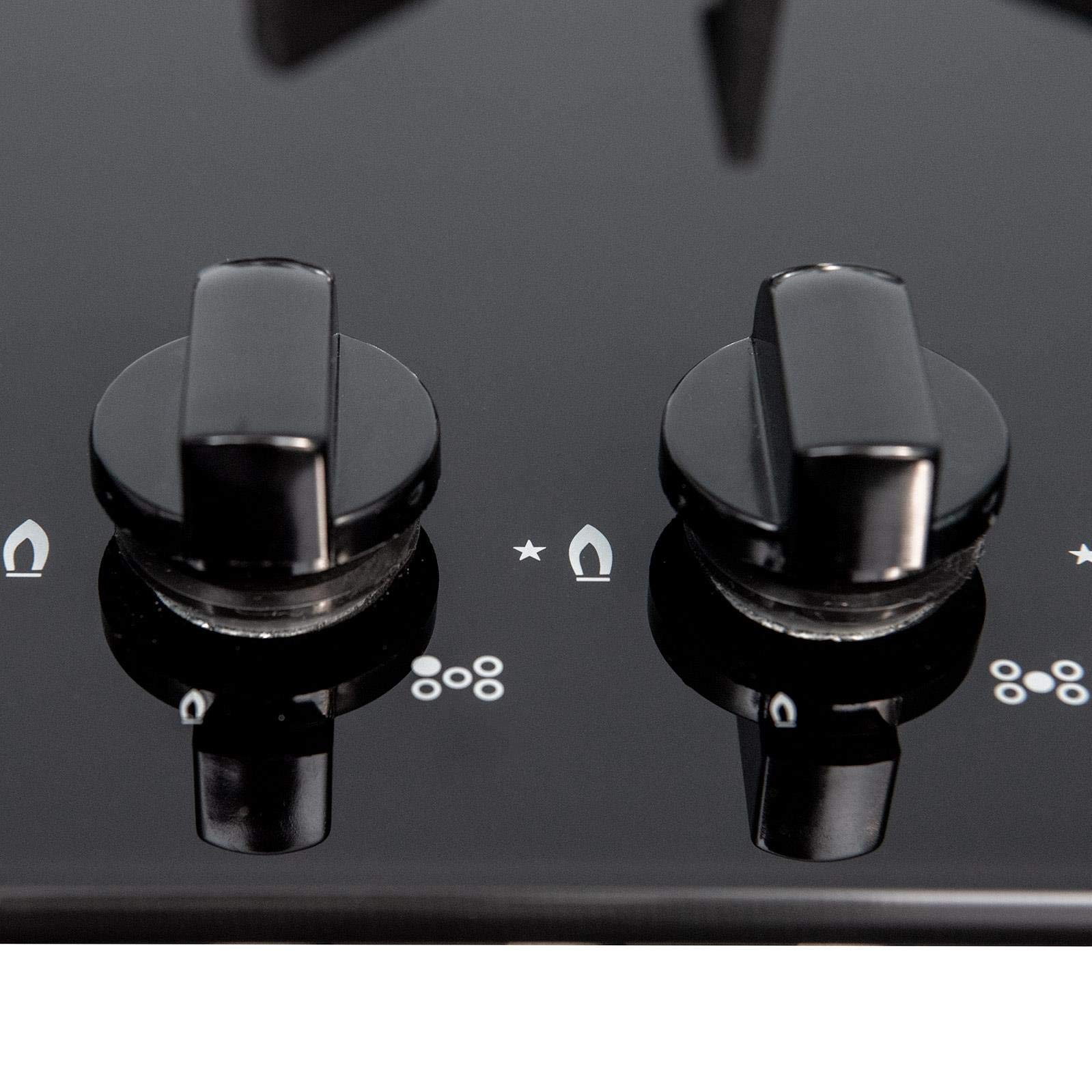 SIA 90cm 5 Burner Black Gas On Glass Hob And Curved Glass Cooker Hood