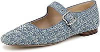 Sam Edelman Women's Michaela Mesh Ballet Flats - Timeless Squared Toe Buckle Flats with 0.5 Inch Heel