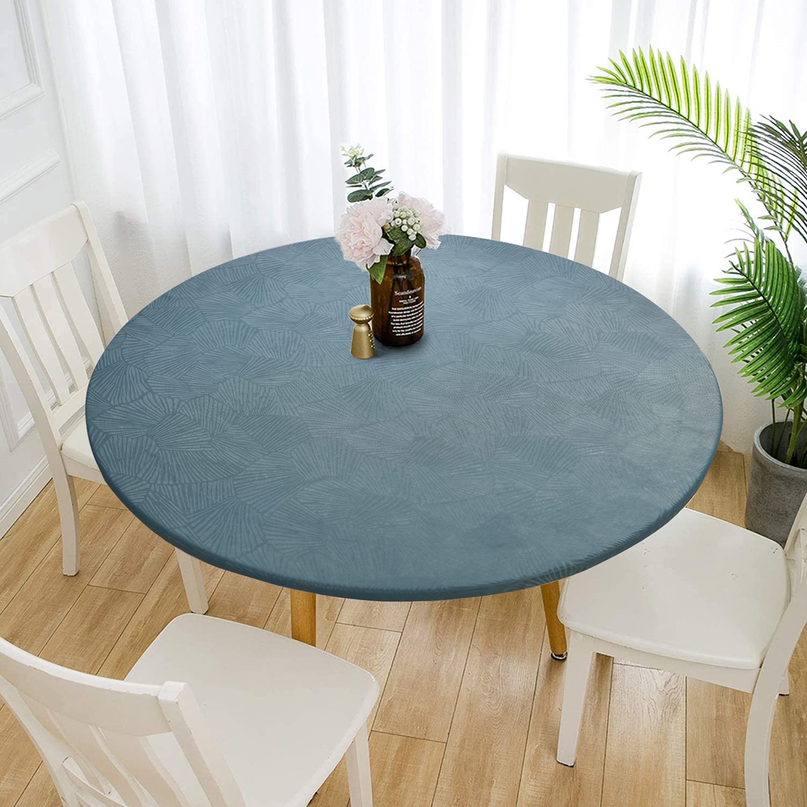 Elastic Edged Vinyl Round Fitted Tablecloth