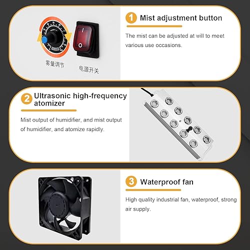 Miniatura 6 de Humidificador industrial 304.3 fl ozh Humidificador comercial de salida de niebla más alta de acero inoxidable, humidificador de niebla fría,