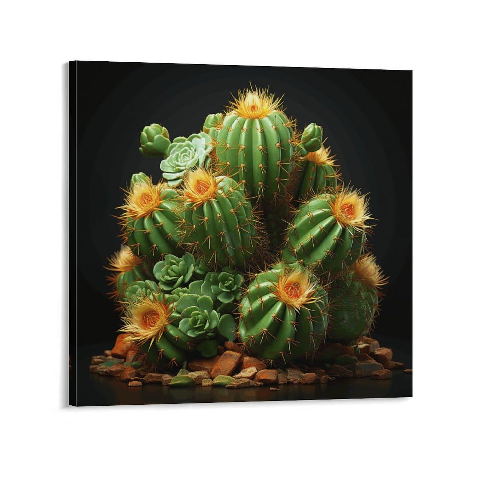 KLOPH Cacti And Succulents Canvas Wall Art for Living Room 10x10inch Modern Artwork Painting for Bathroom Hanging Canvas Prints Aesthetic Wallart for Bedroom Kitchen Office Wall Decor
