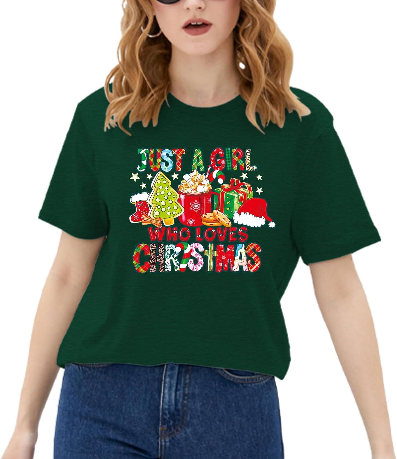 Christmas Shirts for Women Just a Girl Who Love Christmas Shirt Girls Xmas Tee - Image 2