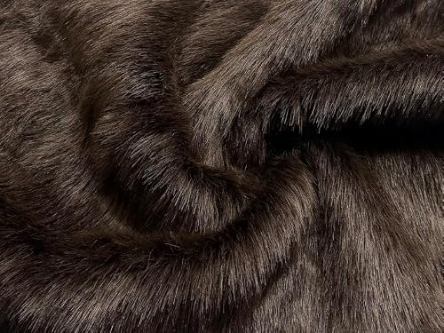 Super Luxury Faux Fur Fabric Material Suede Backed Dark Brown 5MTR