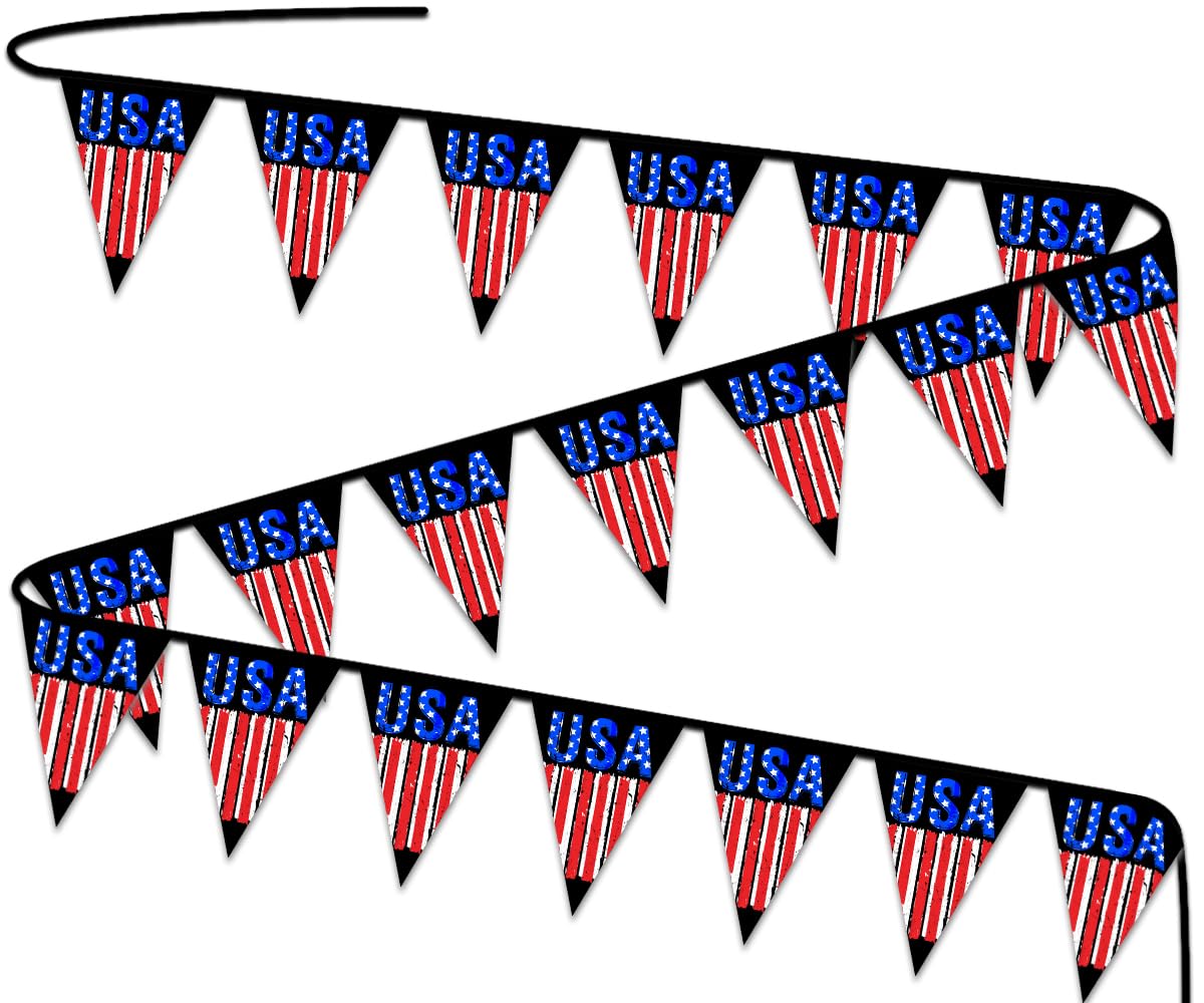 Fabric Pennant Banner for Independence Day, Happy 4th of July American Flag Banner, Patriotic Party Decorations and Supplies