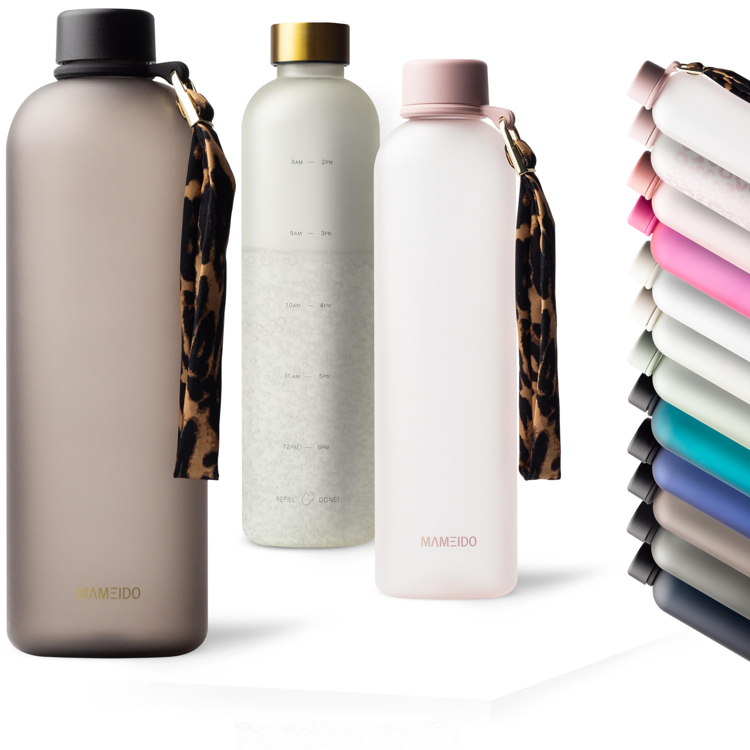 Mameido Urban Taupe Water Bottle 1.5 L, Motivational Time Markings, Bpa Free, Leak-Proof, Tritan Co-Polyester Plastic Water Bottle, Sports Bottle (Urban Taupe)
