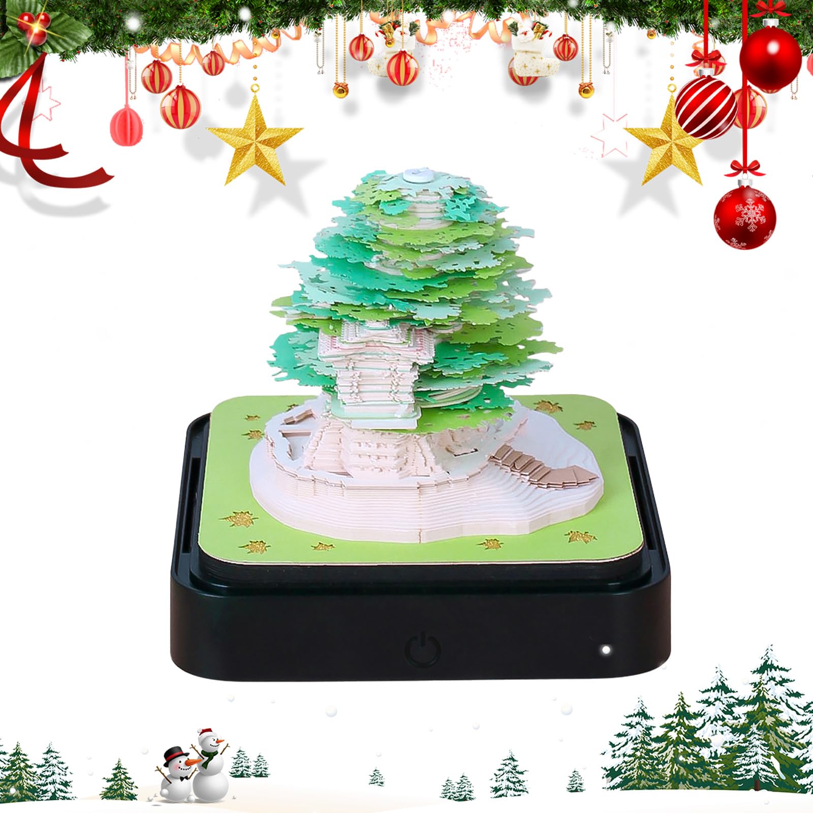 Pinkcat Castle Desk Calendar With LED Lights 2025 Calendar Memo Pad Creative Desk Calendar Diy Notes Notepad 3d Art Calendar Paper Carving Gift House Sculpture Gift For School Home I.970097103