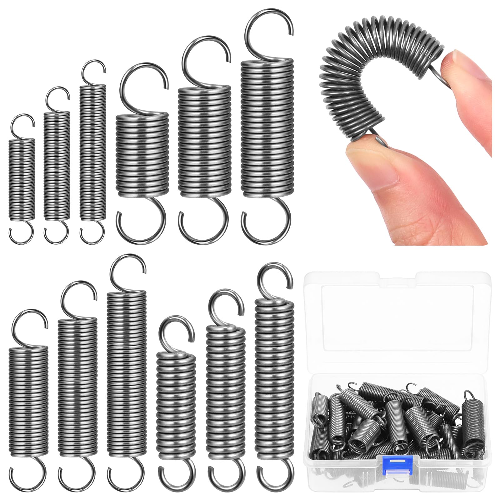 Glarks 36pcs Stainless Steel Extension Springs with Opening Hook Sets 12 Sizes Small Spring Tension Spring Wire Assortment for Machinery Construction Industrial — Amazon image 2