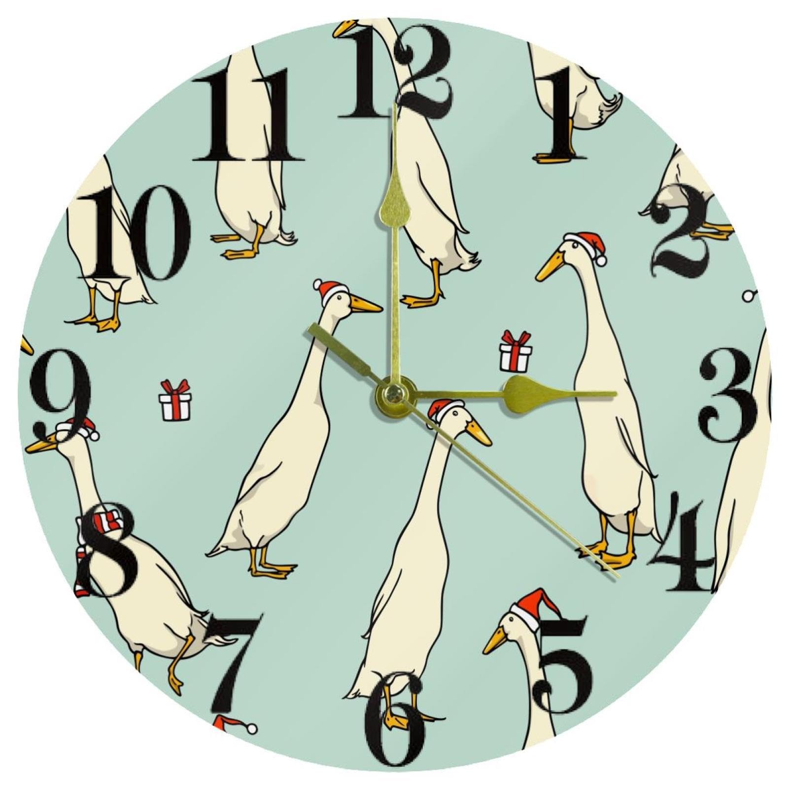 Horloge murale blanche indienne canards pour créer un espace de travail apaisant sans bruit