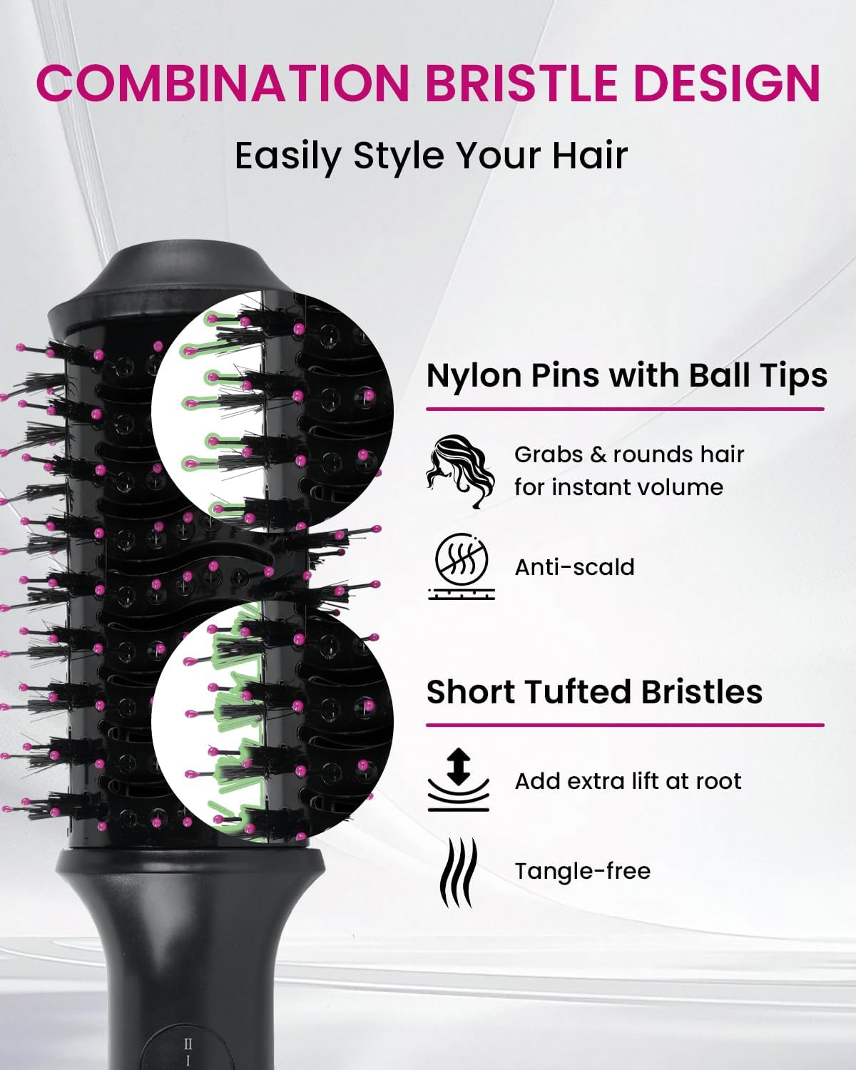 Hair Dryer Brush Blow Dryer 4-in-1 Hot Air Styler, Blowout Brush Hair Dryer Styler & Volumizer with Ionic Technology|Oval Titanium Barrel|Anti-frizz Blowout for Drying, Straightening 2.4'' - Image 7
