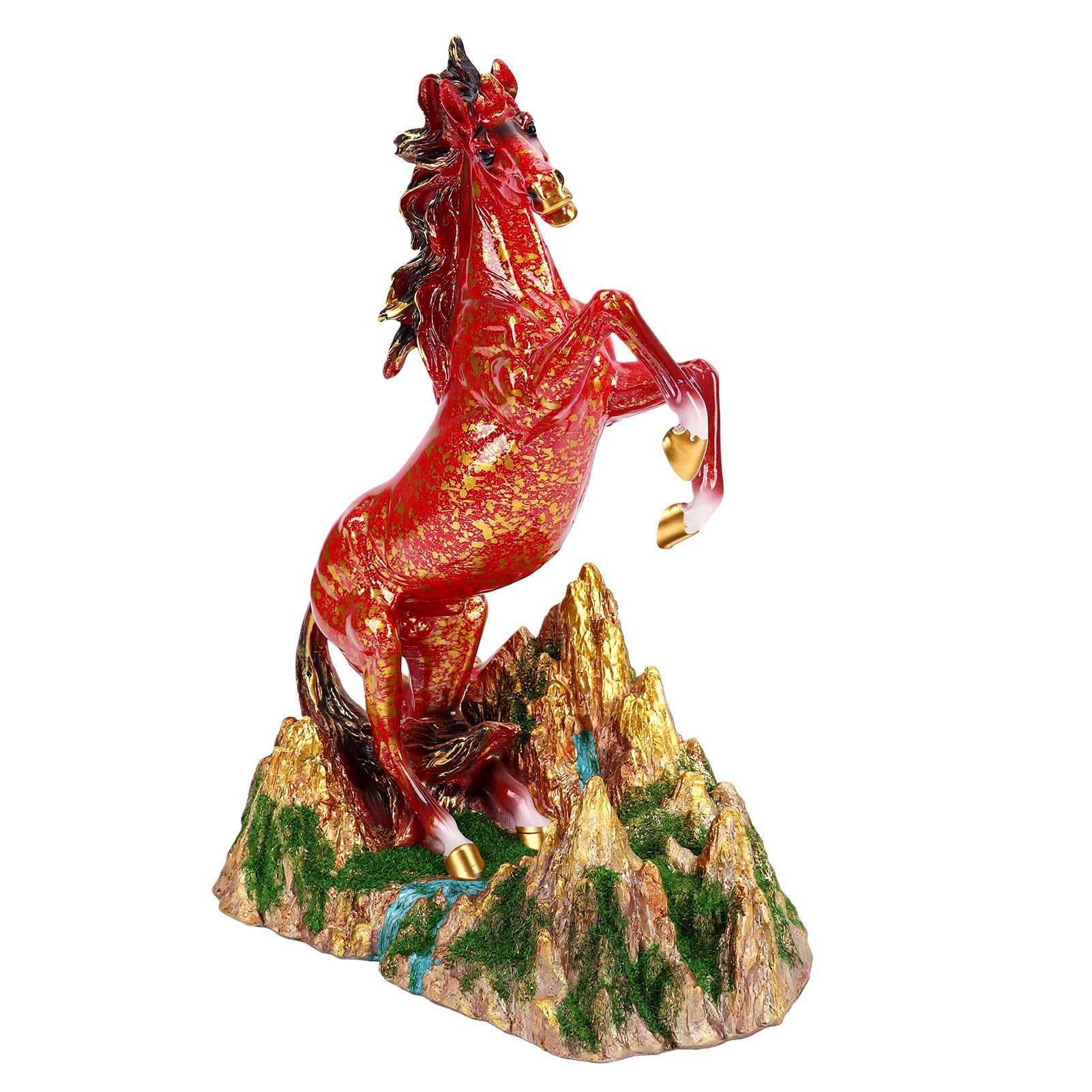 Eujgoov Resina Cavallo in Piedi Statua, 54.5oz (Rosso oro)