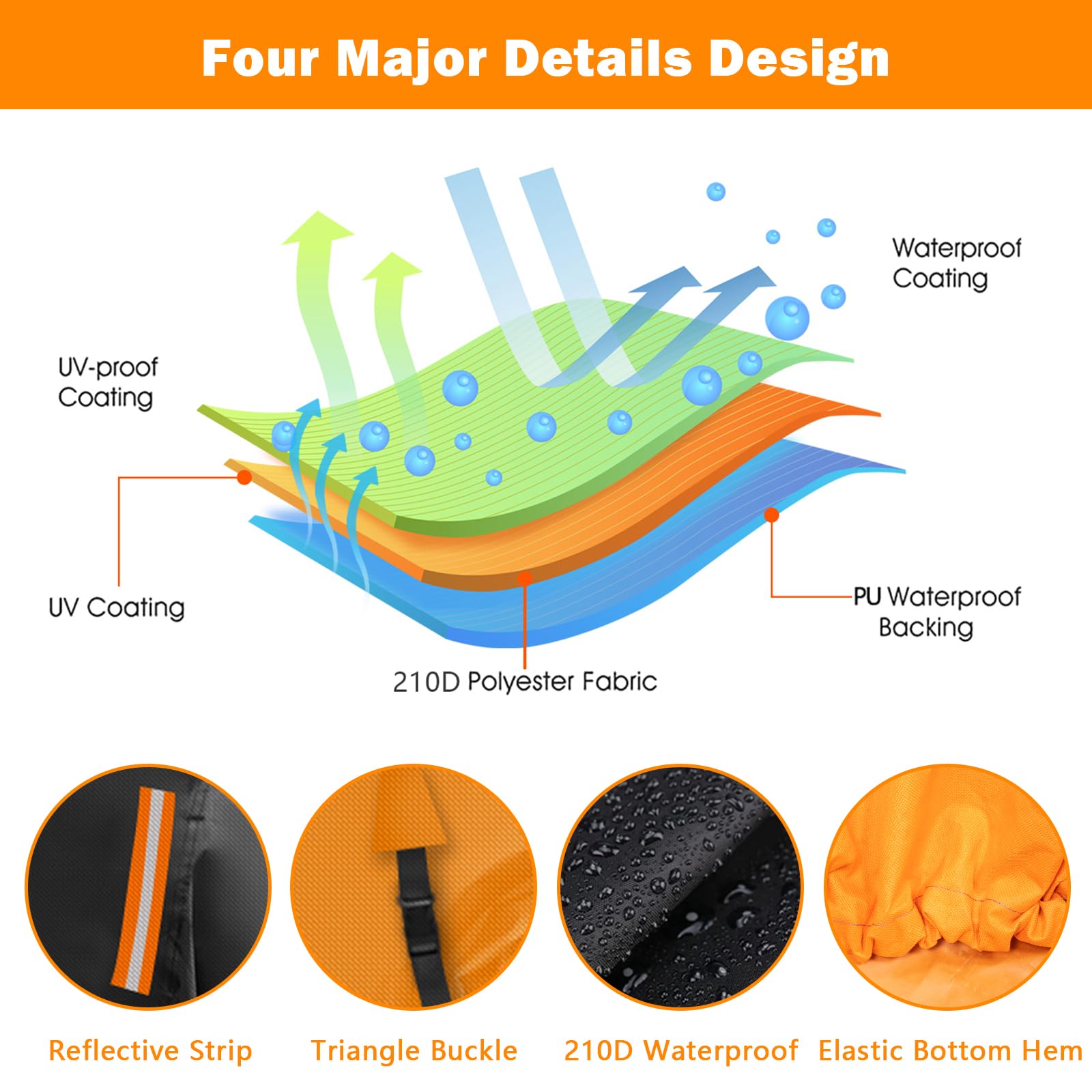 Funda de Almacenamiento para Scooter de Movilidad, Tela Oxford 600D, Impermeable y Duradera, Adecuada para 67 Pulgadas de Largo, con Tiras Reflectantes y Correas Triangulares Resistentes