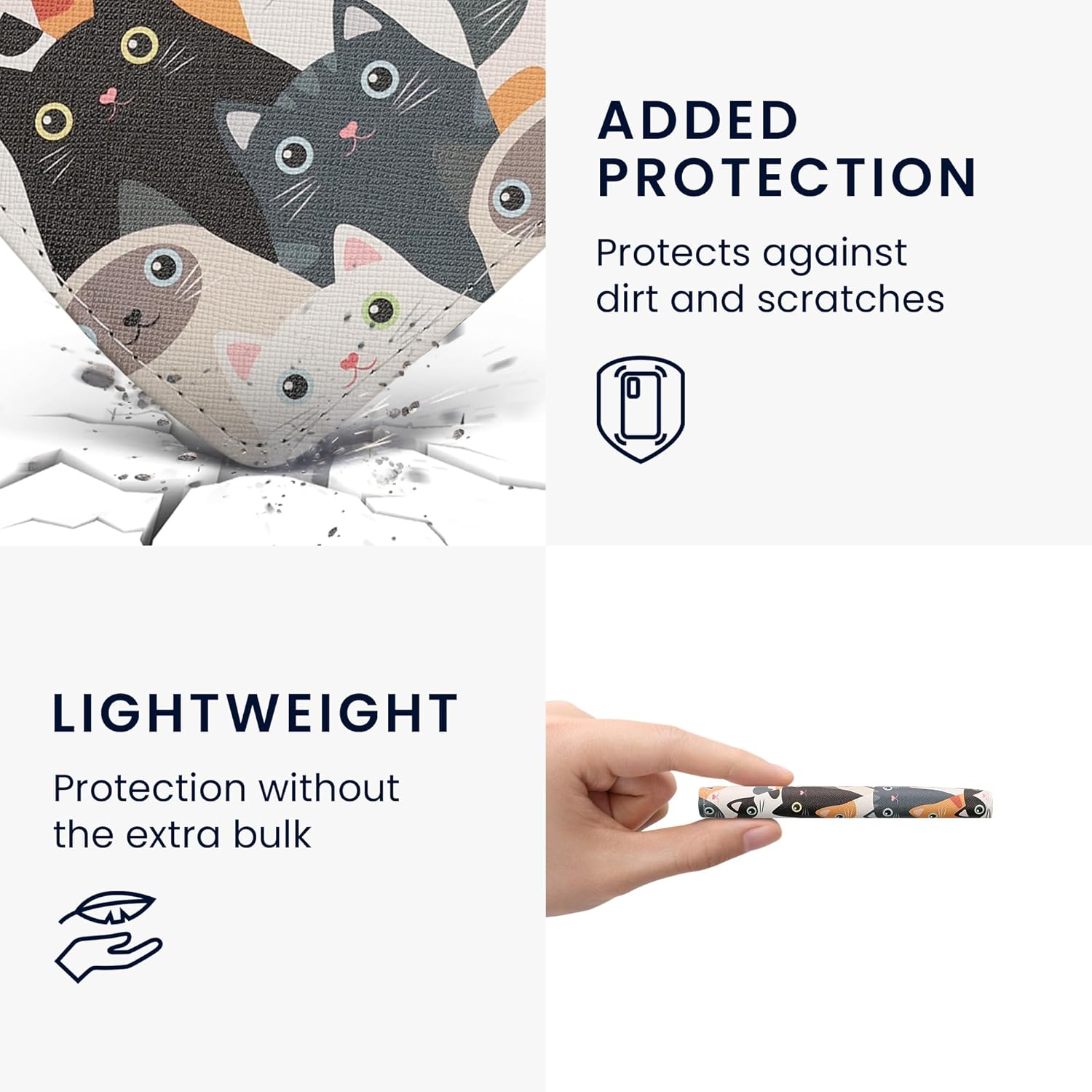 kwmobile Case Compatible with Pocketbook Era/Era Color - PU Leather Cover with Magnetic Closure, Strap, Front Pocket - Cats Orange/Black/White
