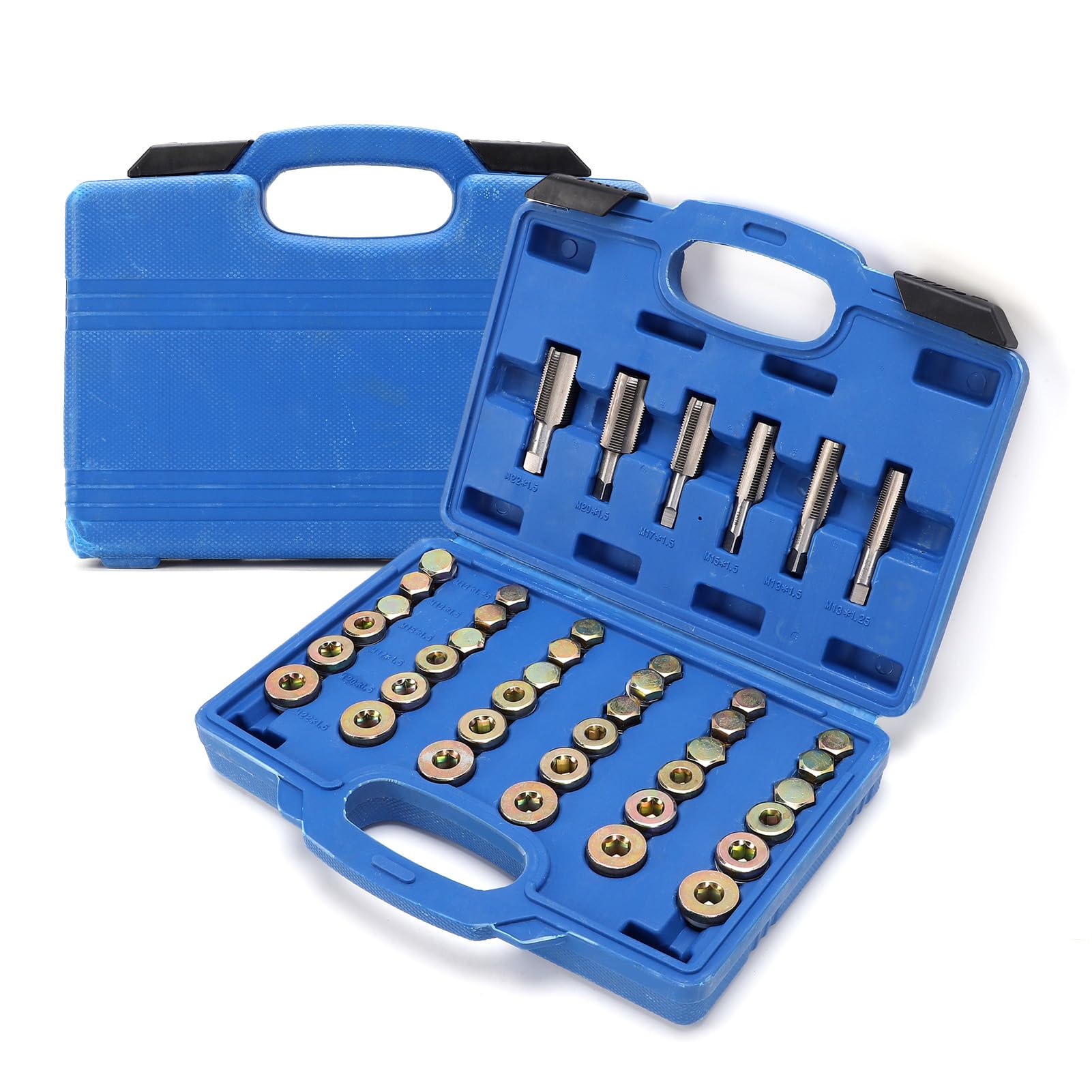 Kit di riparazione del tappo di scarico della coppa dell'olio Strumento di rimozione dell'acciaio legato Set di strumenti di riparazione del filo da 114 pezzi con custodia per il