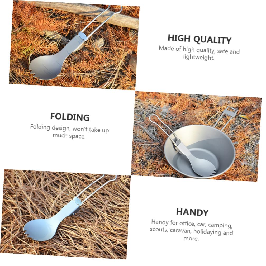 IMIKEYA 2 Sätze Campingutensilien Camping Teller Campingpfanne Campingtisch Lagerbesteck Essgeschirr Outdoor Outdoorgeschirr Klappgabel Outdoor-campinggeschirr Reintitan Silver 2 Stück * 2