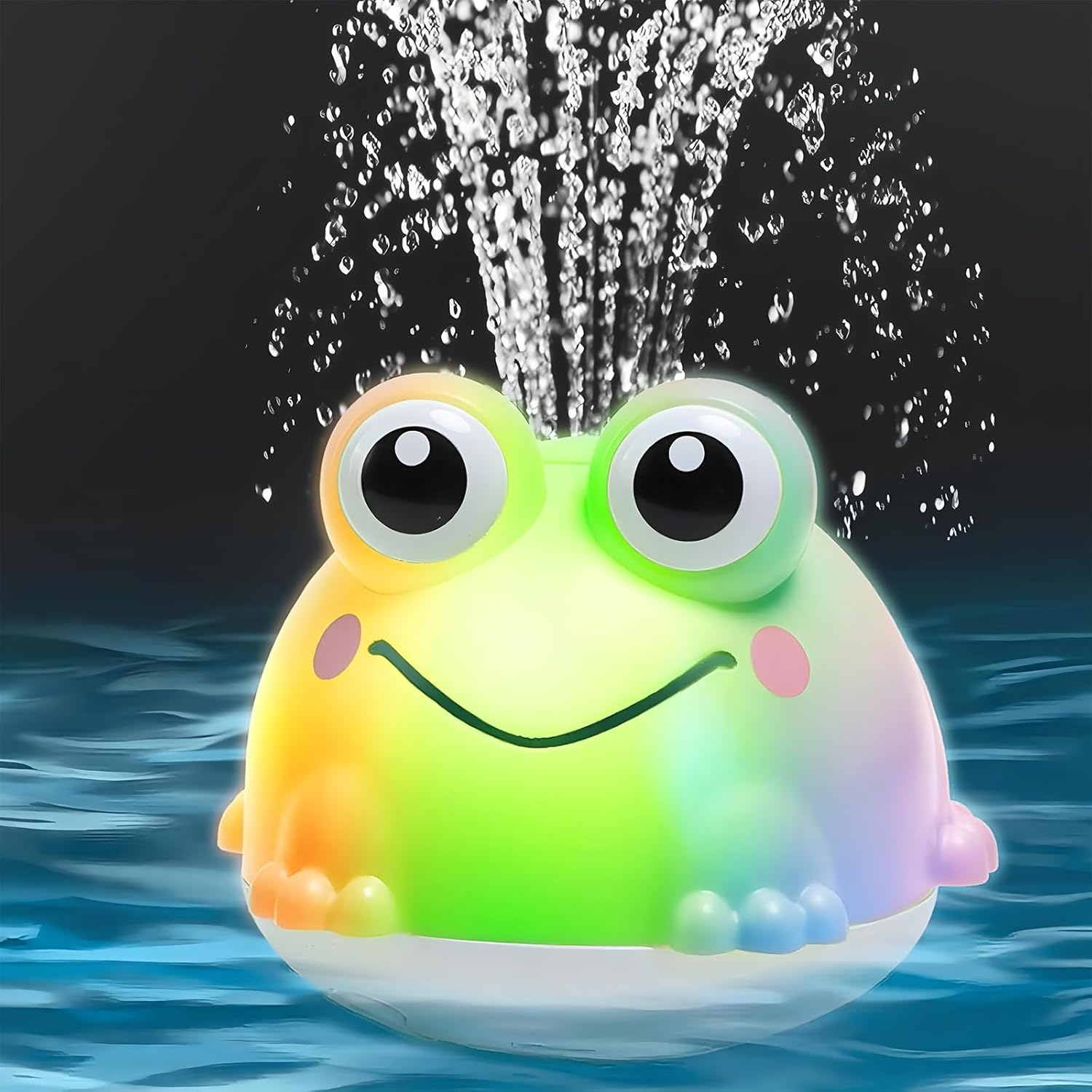 Light Up Bath Toys for Babies 6-12 Months,Rechargeable Frog Baby Bath Toy Sprinkler Bathtub Water Pool Toys for Kids Ages 1-3 Water Bathtub Fountain Toys,Infant Toddlers Boys Girls Birthday Gifts