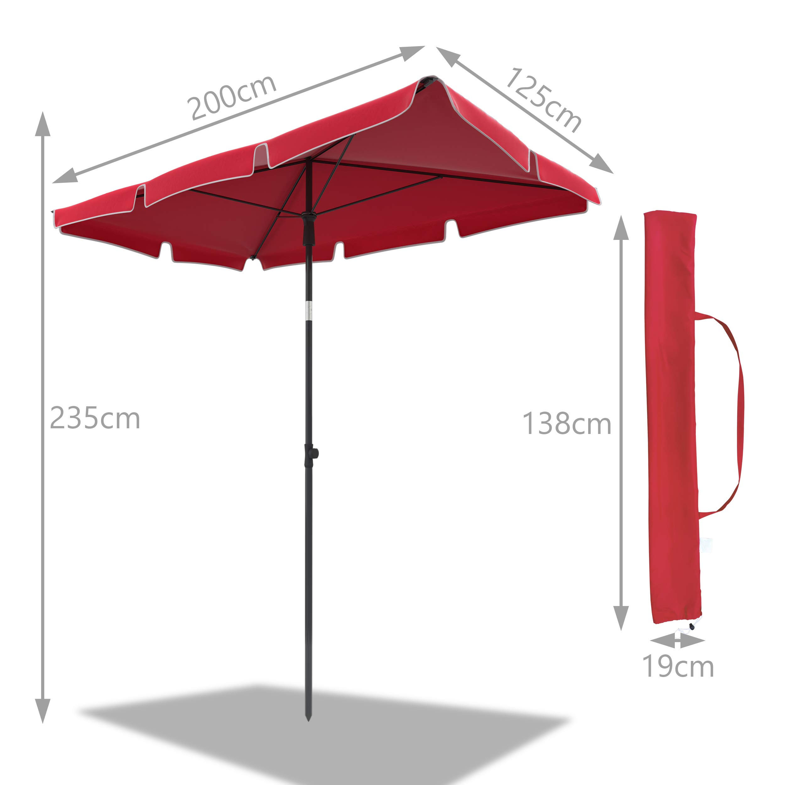 VOUNOT® Prostokątny parasol ogrodowy