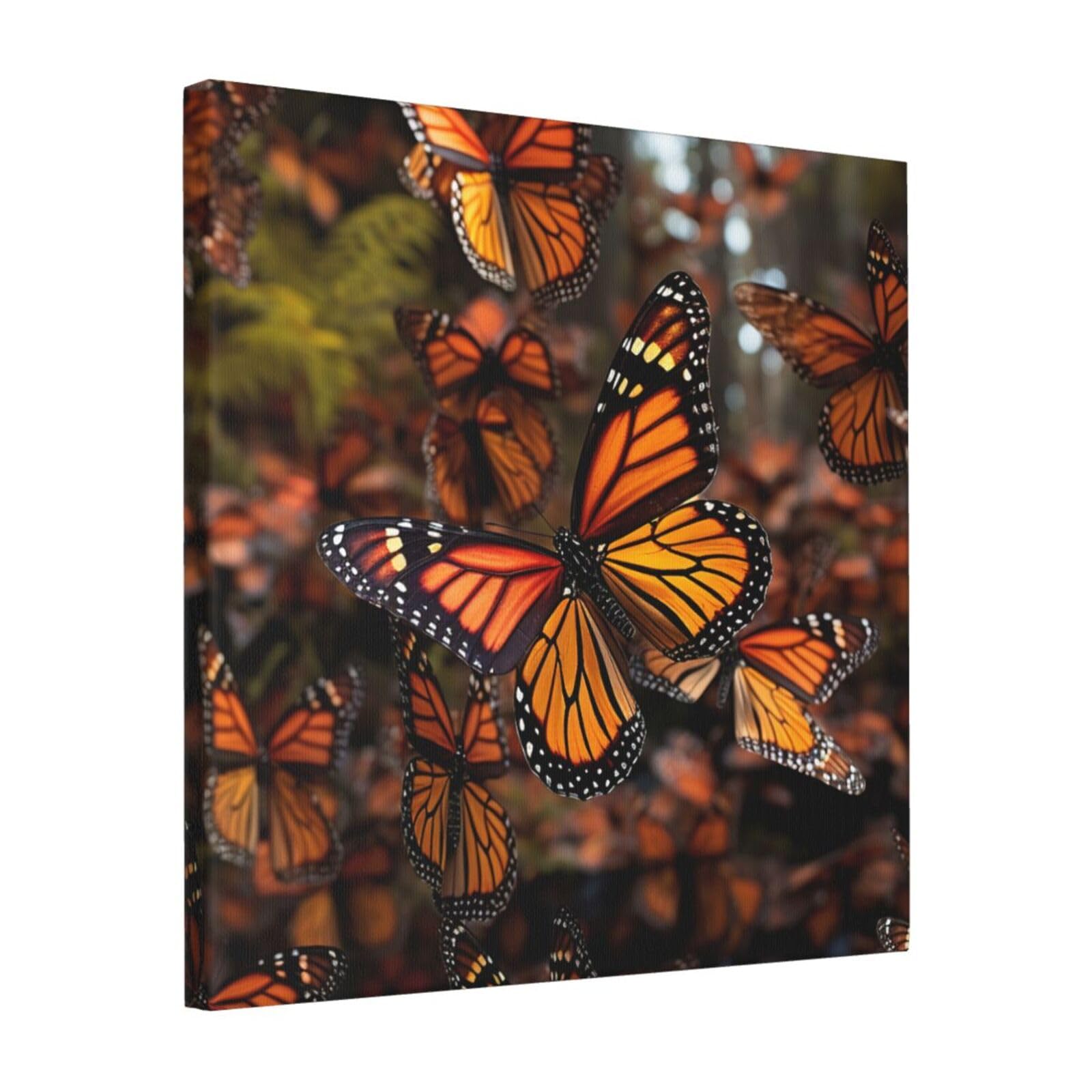KLOPH Monarch butterflies Canvas Wall Art for Living Room 16"x16" Modern Artwork Painting for Bathroom Hanging Canvas Prints Aesthetic Wallart for Bedroom Kitchen Office Wall Decor