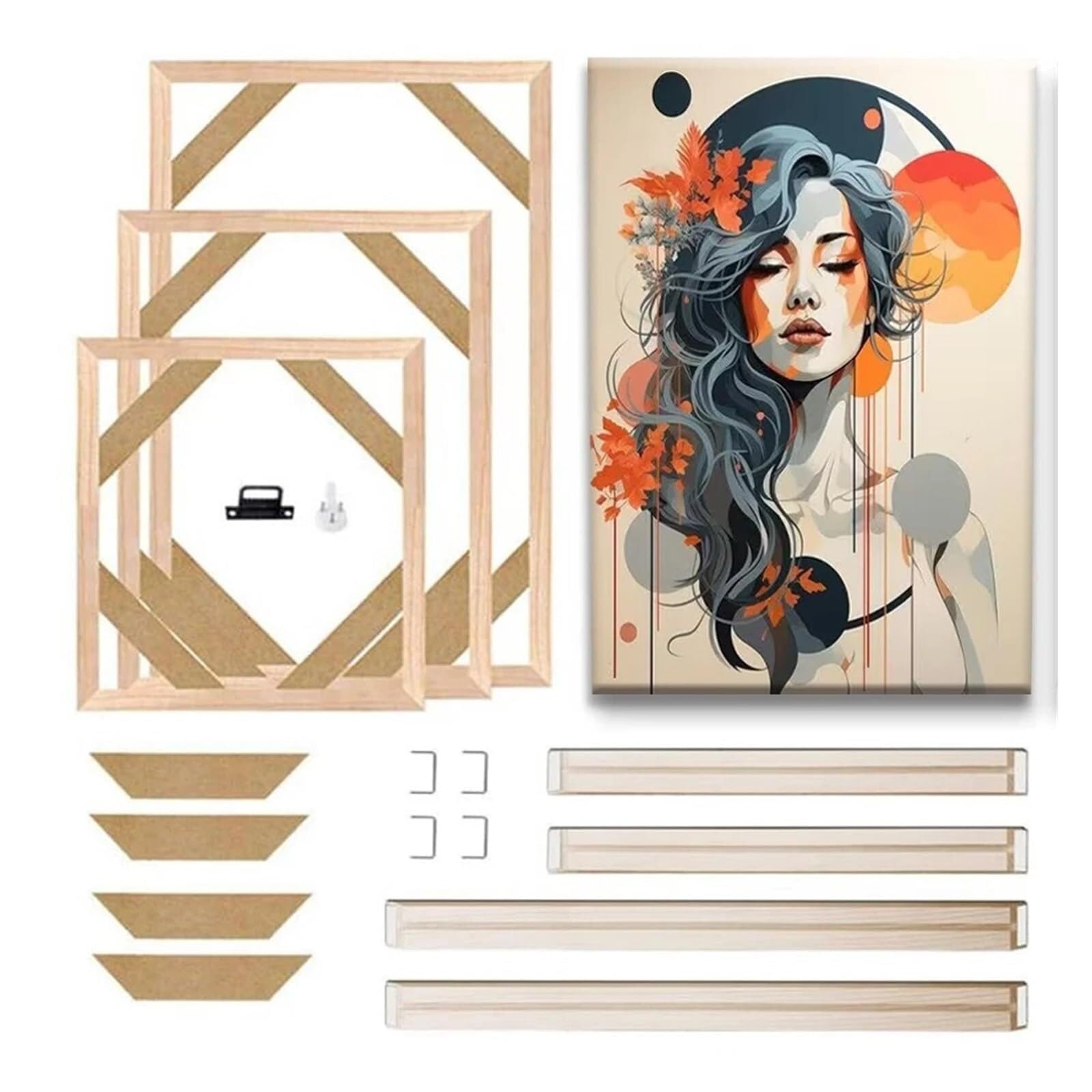 Photo Frames DIY Picture Wooden Wall Art 40x60cm Large Frame Canvas Stretcher Bars Kit for Oil Painting Poster Frames Living Room Home Decor(35x55cm)