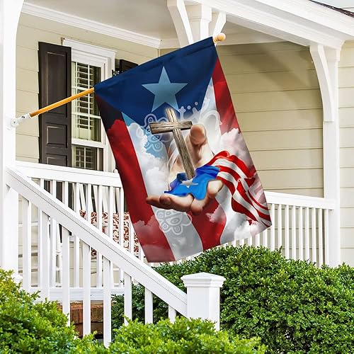 Miniatura 4 de Cruz cristiana bandera de Puerto Rico Bandera Cruz Cristiana Bandera de la mano de Dios Decoración Jesús sosteniendo su mano fuera Bandera cristiana
