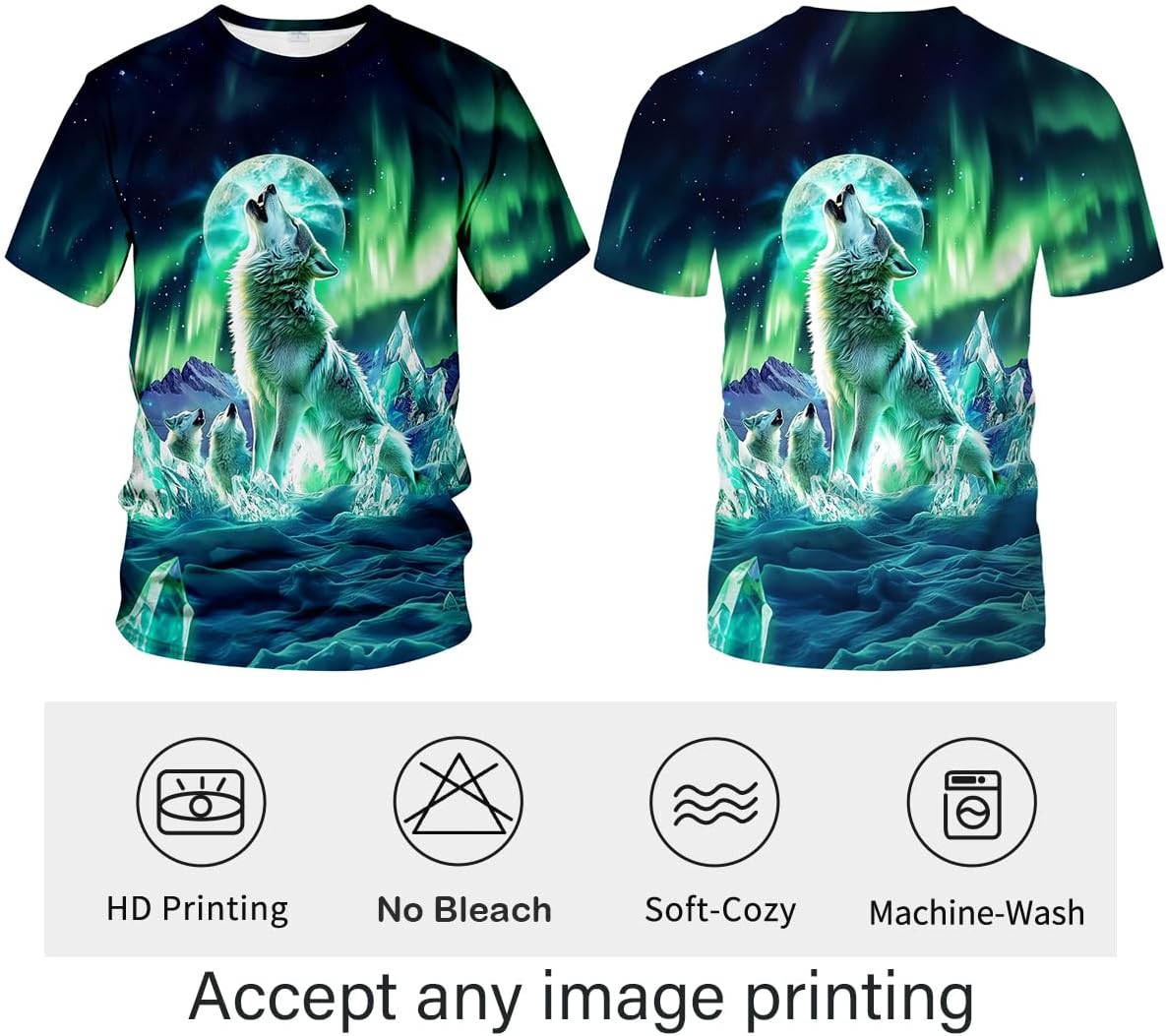 Funny Wolf Graphic T-Shirt Novelty Short Sleeve Crewneck Shirt - Image 4