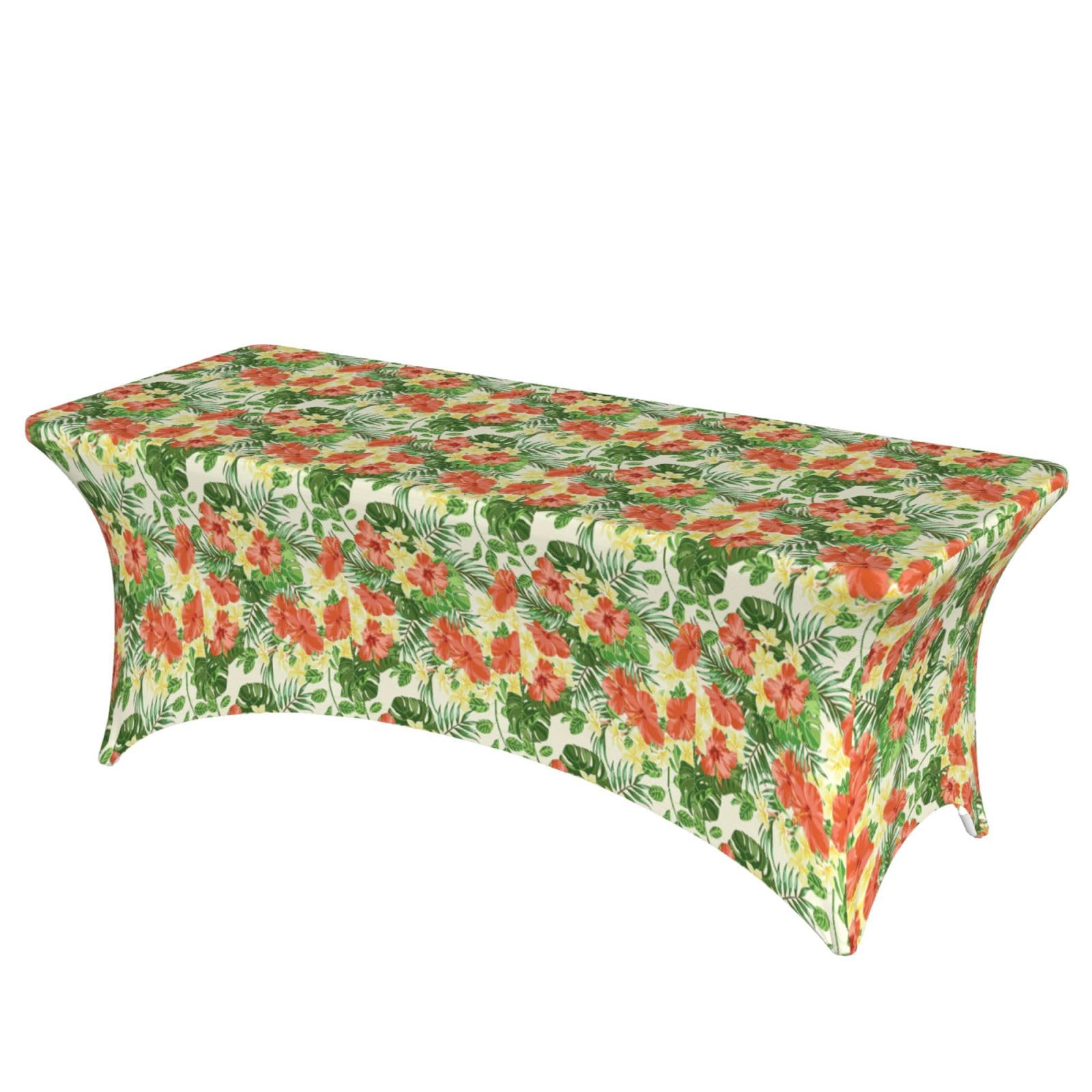 PPHGUT Hojas Tropicales Y Flores Print Rectangular Tablecloth Dining Party Home Office Wedding Outdoor Events Table Cover