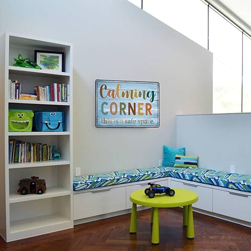 Miniatura 5 de Divertido letrero de metal de estaño calmante para esquina con espacio seguro, arte de pared para aula, decoración educativa para el aula, adecuado
