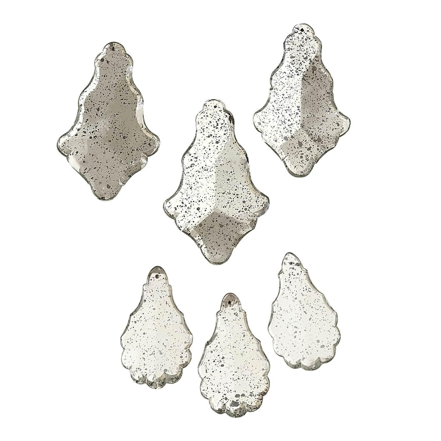 Loberon Anhänger 6er Set Mistralon, antiksilber | Mundgeblasen, Zwei Größen, Nostalgischer Charme, Christbaumschmuck, Weihnachtsdeko, Weihnachten, Glas, Polyester