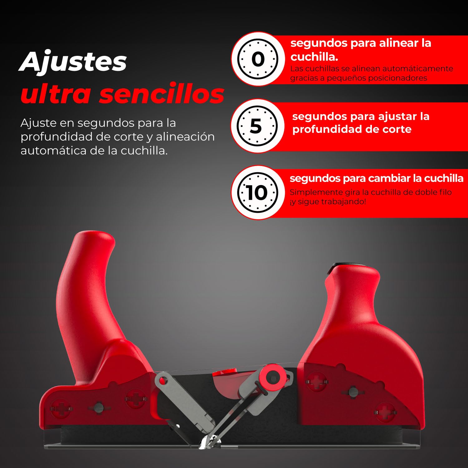 Cepillo RALI 220 MONOBLOC: Cepillo de carpintero sin afilado para trabajar la madera | Cepillo manual con cuchilla reversible y ajuste instantáneo de la profundidad de corte. ¡Siempre operativo!